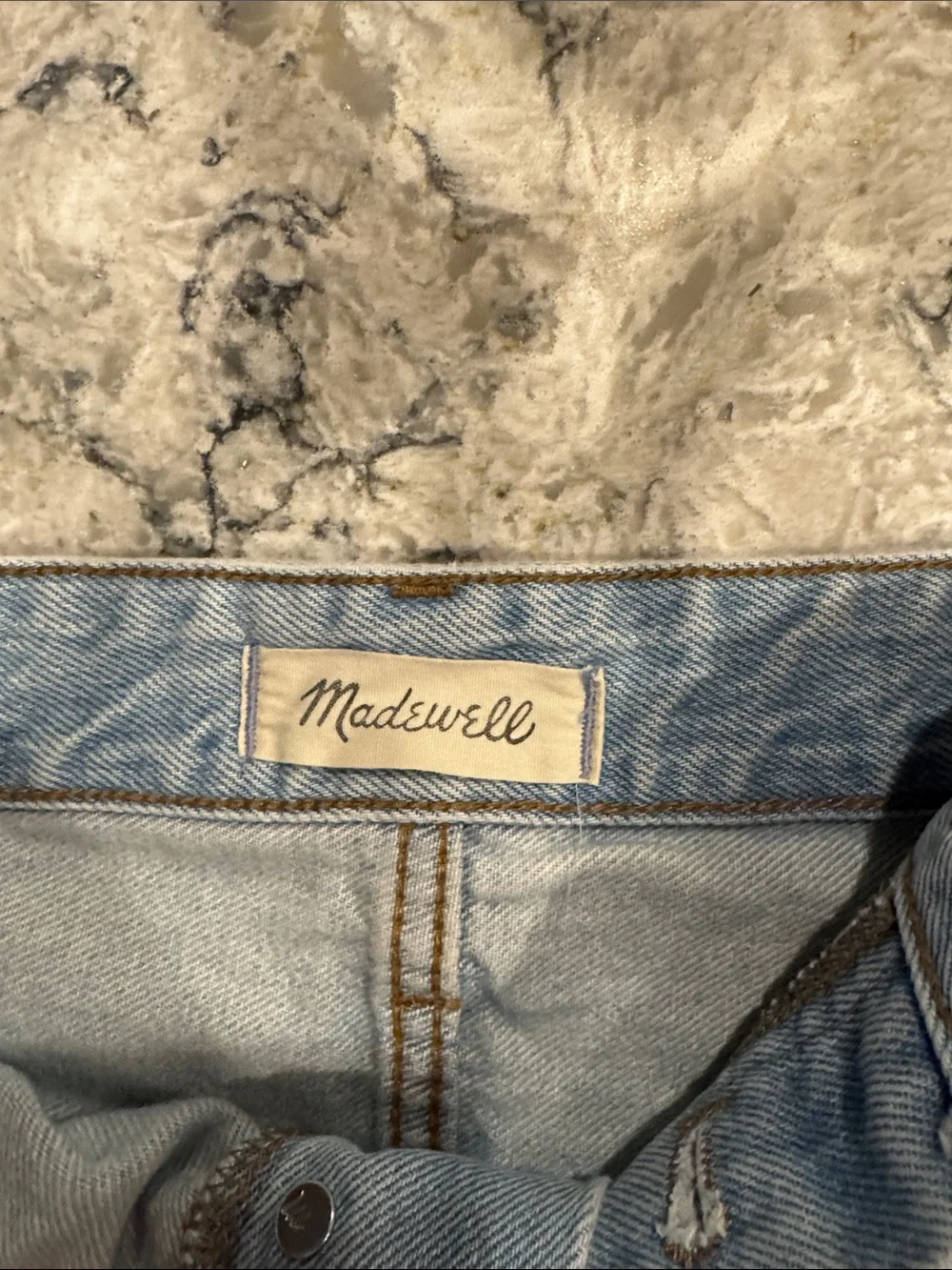 Madewell Light Blue Denim Shorts with Signature Label relax denim shorts